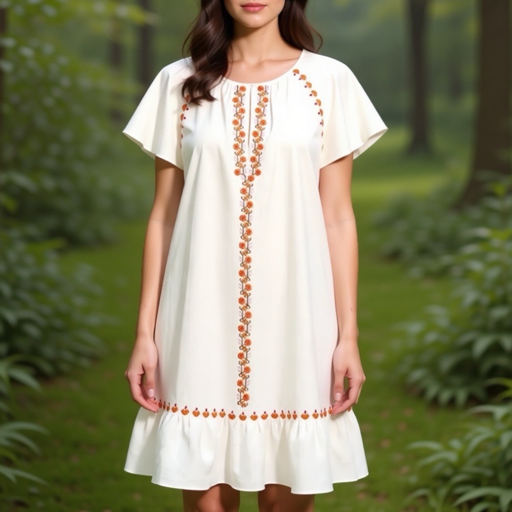 MADEWELL EMBROIDERED LINEN BLEND RAGLAN RUFFLE MINIDRESS (SOLD OUT) SIZE…